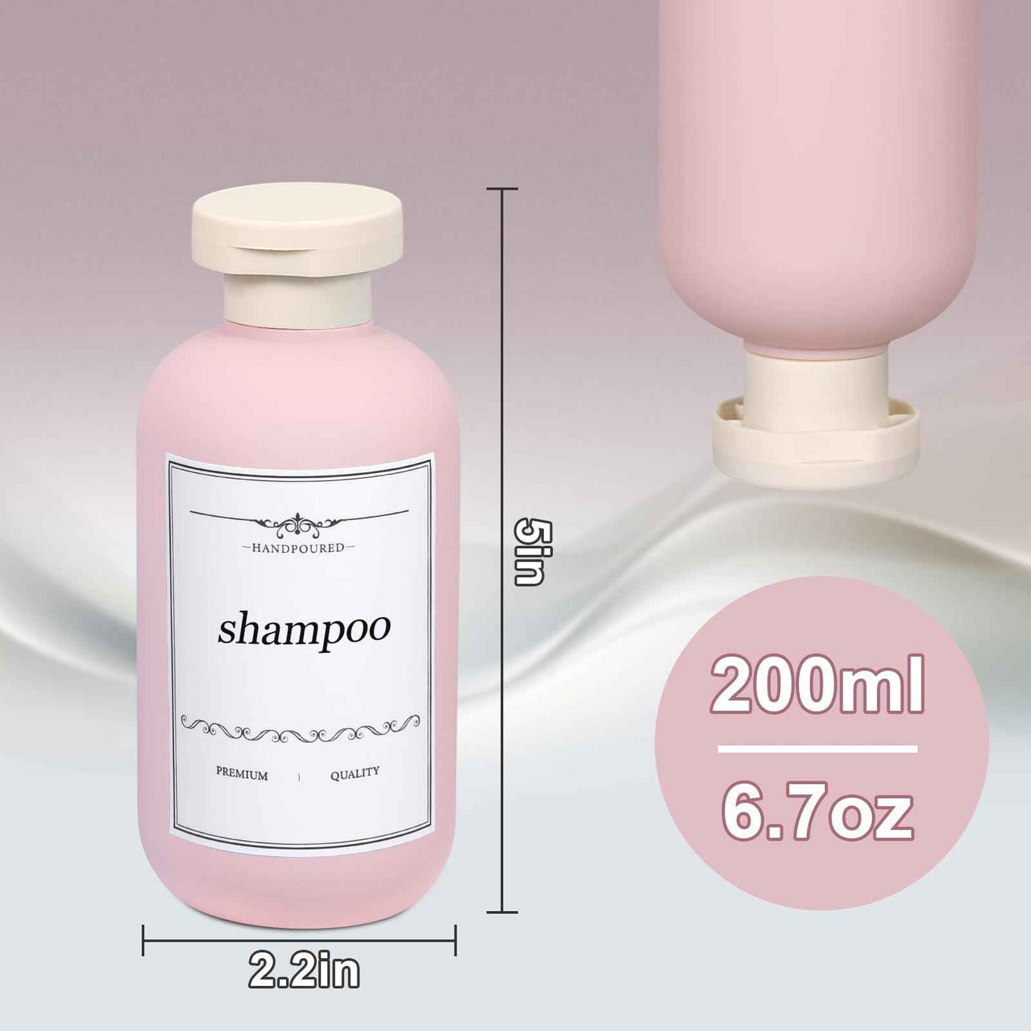 ASEVAT 6.7oz Plastic Refillable Travel Shampoo Bottles, 4 Pack, Leak Proof, Reusable, Orange/Pink/Green/Blue, Travel Size, Shampoo and Conditioner Dispenser