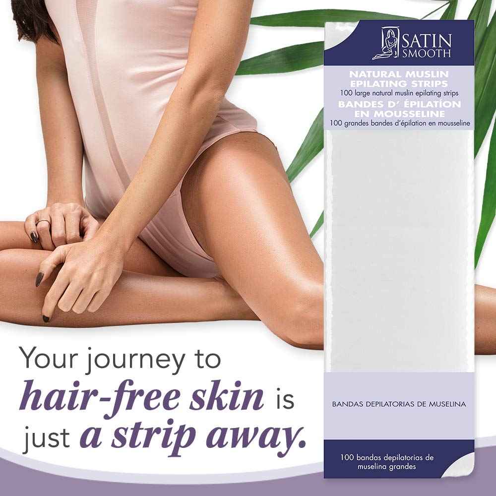 Satin Smooth Large Muslin Epilating Strips for Hair Removal, 100 ct x 2 packs
