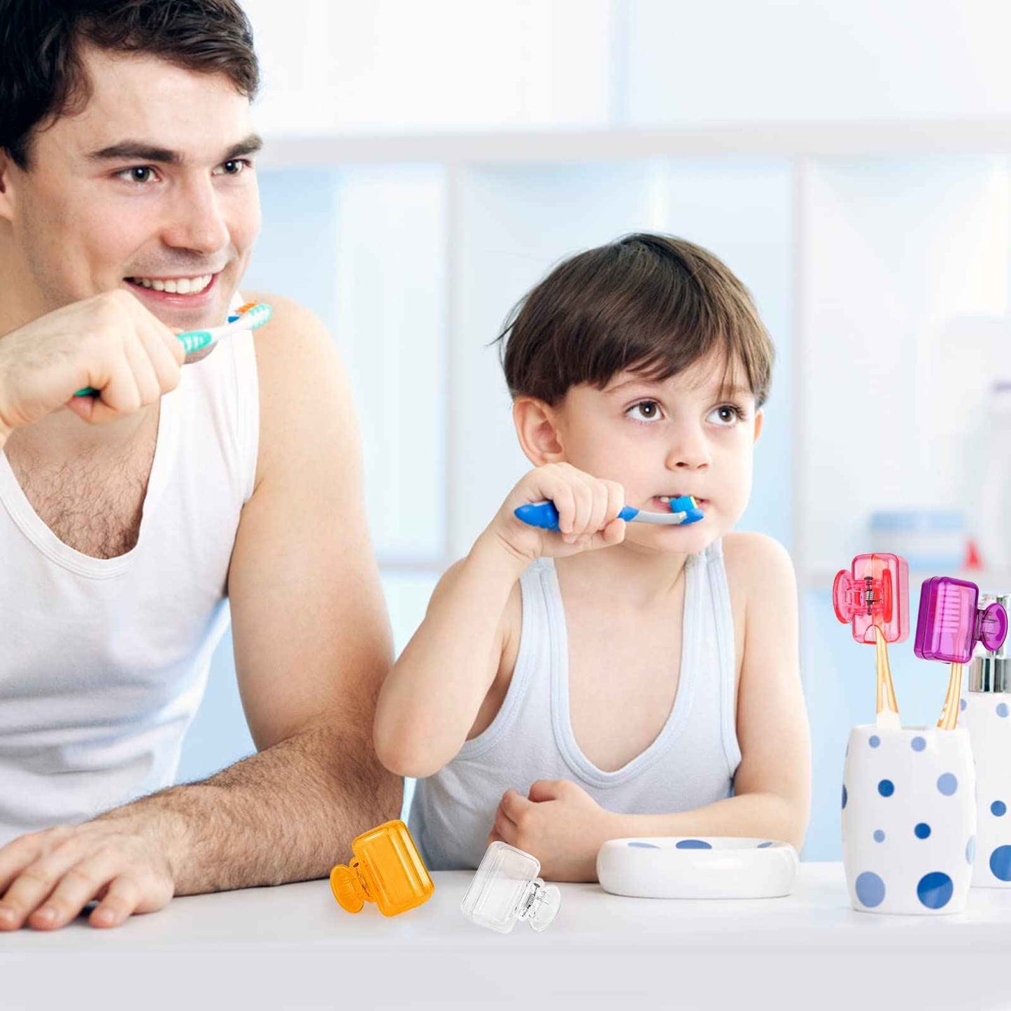 Abilat 4 Pack Toothbrush Covers Caps, Toothbrush Head Covers for Travel Toothbrush Protector Brush Pod Case Plastic Toothbrush Clip Cover for Business, Camping, School, Home