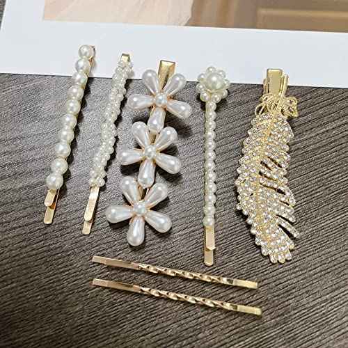 Mehayi 20 PCS Hair Accessories for Decorative Party Wedding, Pearl Hair Clips Set Fashion Korean Acrylic Resin Hair Barrettes, Bobby Pins Hairpins for Women and Ladies Girls Headwear Styling Tools