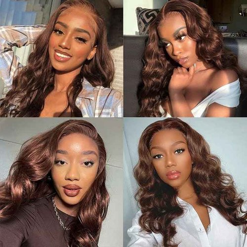 #4 Brown Bundles Human Hair Body Wave Bundles 22 24 Inch Human Hair Weave 2 Bundle Unprocessed Brazilian Virgin Hair Dark Brown Body Wave Human Hair Extensions 100g/PC