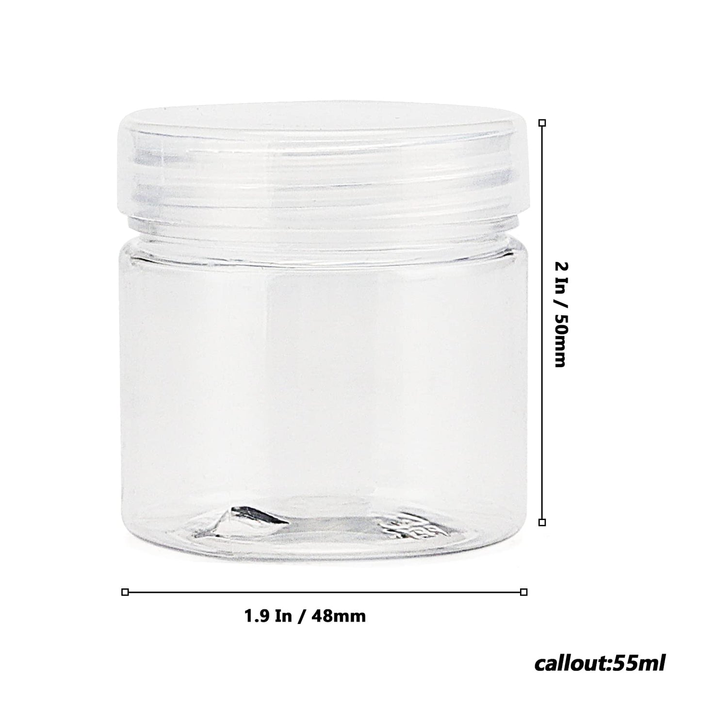 MUKLEI 70 PCS 2oz Clear Plastic Bead Containers, Round Bead Containers with Lids, Mini Sample Container for Lotions, Beads, Candies, Spice