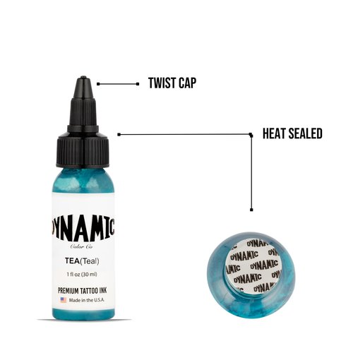 Dynamic Color Co- Teal Tattoo Ink, Made in USA, Since 1990, Not Tested on Animals, (1oz Bottle)