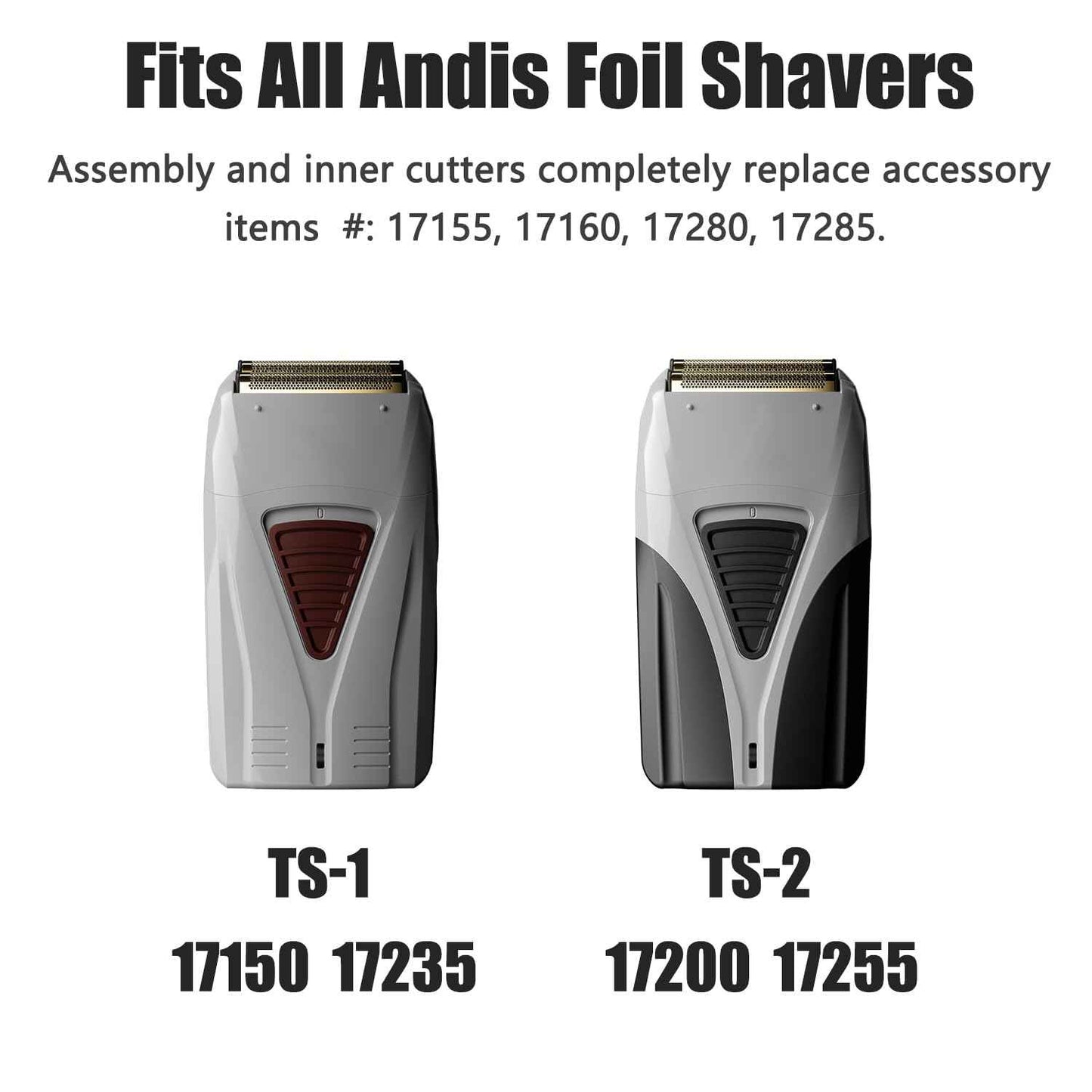 Foil Shaver Replacement Fit for Andis Model TS-1 TS-2 17150 17200 17235 Pro Foil Shaver, Replaces #17155 17160 17280 Foil and Blades -Profoil Lithium Shaver Head Parts- Hypoallergenic Gold Foil-3 Pack