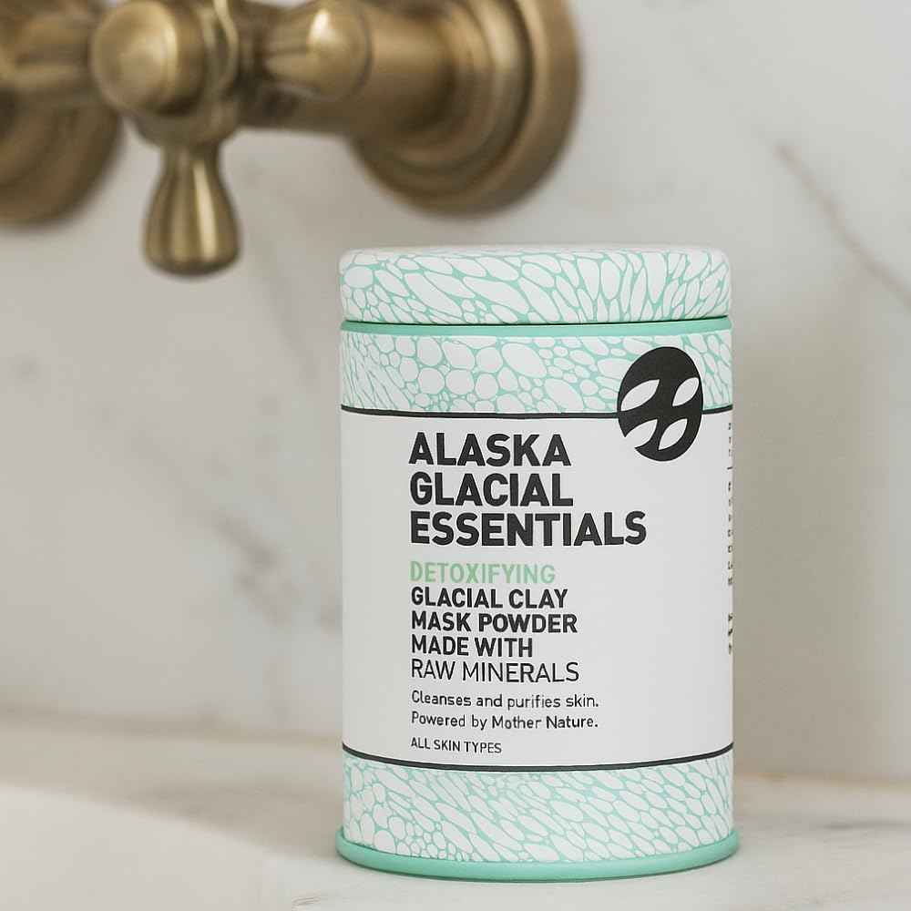 Alaska Glacial Mineral Clay Mask Powder for Face & Body | Detox, Exfoliate & Rejuvenate Skin | 100% Pure Glacial Silt – Unscented, 4.5oz