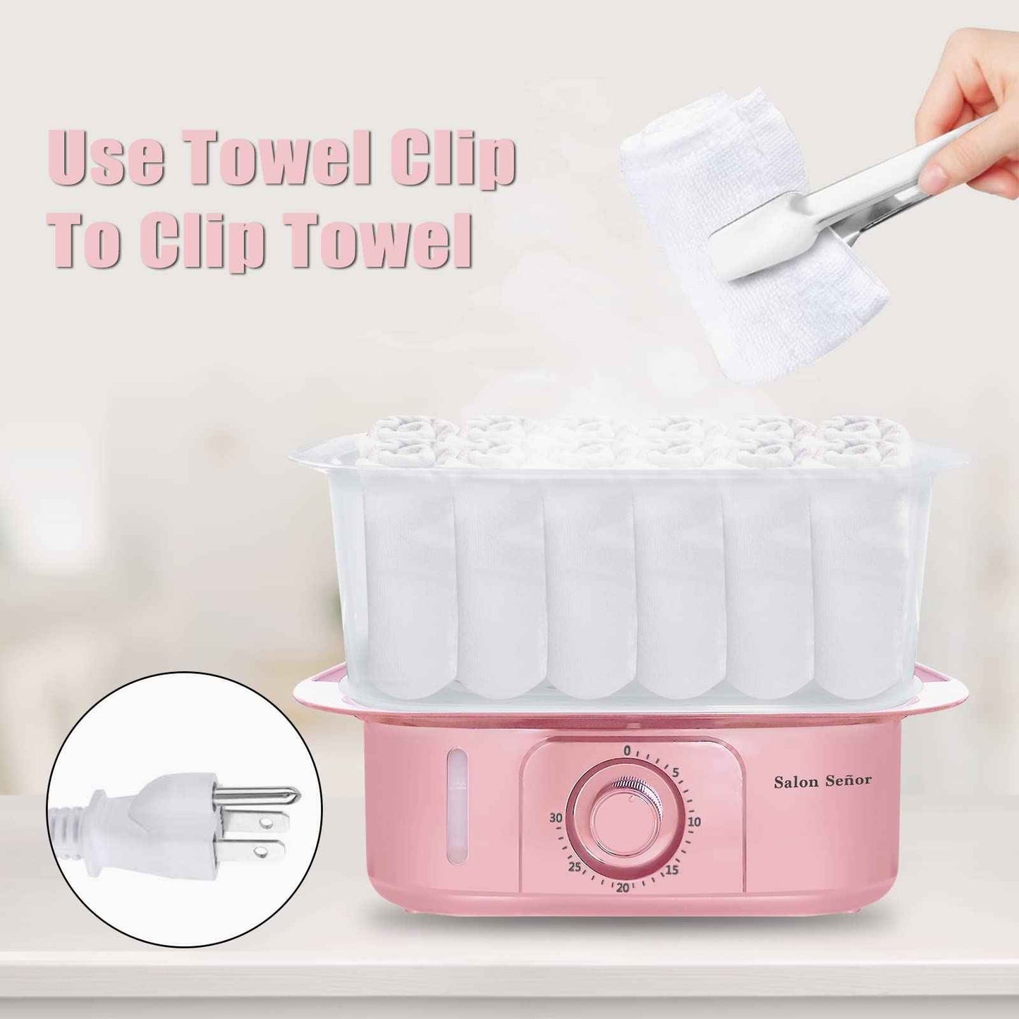 Salon Señor Pink Towel Steamer with Quickly Heating in 5 Mins Auto Off Timer Spa Towel Steamer for Personal Use at Home