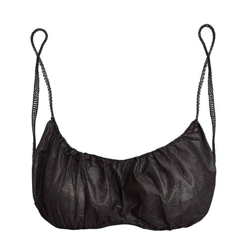 essenavita Disposable Extra Large Size Black Bra with Elastic 50 Pack for Spray Tanning