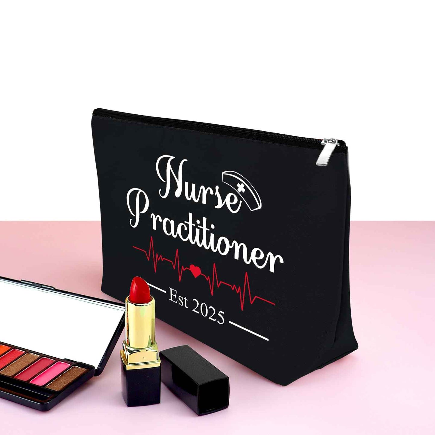 New Nurse Practitioner Gifts Cosmetic Bag New Nurse Graduation Gifts for Nursing Students NP Makeup Bag NP Est 2025 Nurse Gifts Nursing School Graduate Gifts Nursing Student Gifts Travel Pouch(Black)