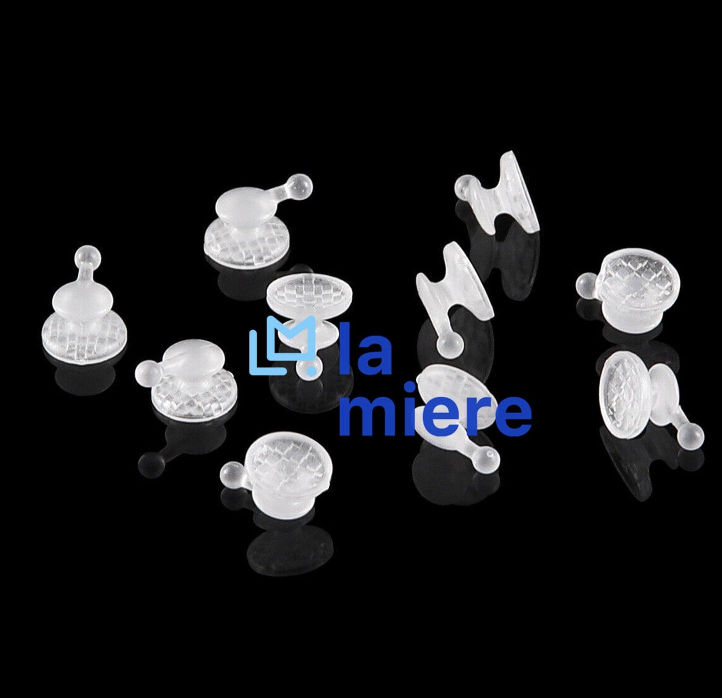 LA MIERE 10Pcs Dental Orthodontic Lingual Button Bondable Ceramic Clear Lingual Buttons with Hook