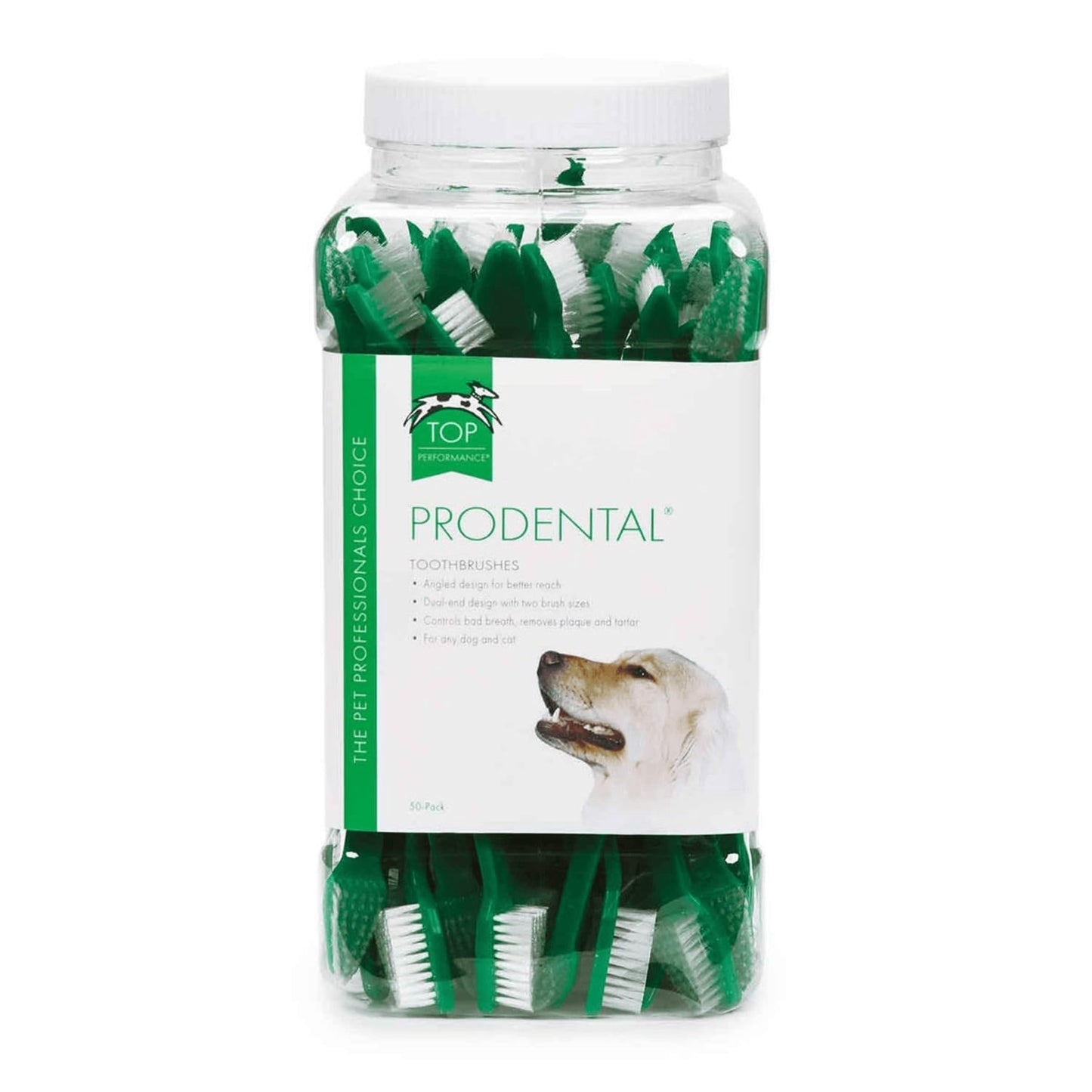 Top Performance ProDental Dual-End Toothbrushes — Convenient Toothbrushes for Cleaning Pets' Teeth, 50-Pack