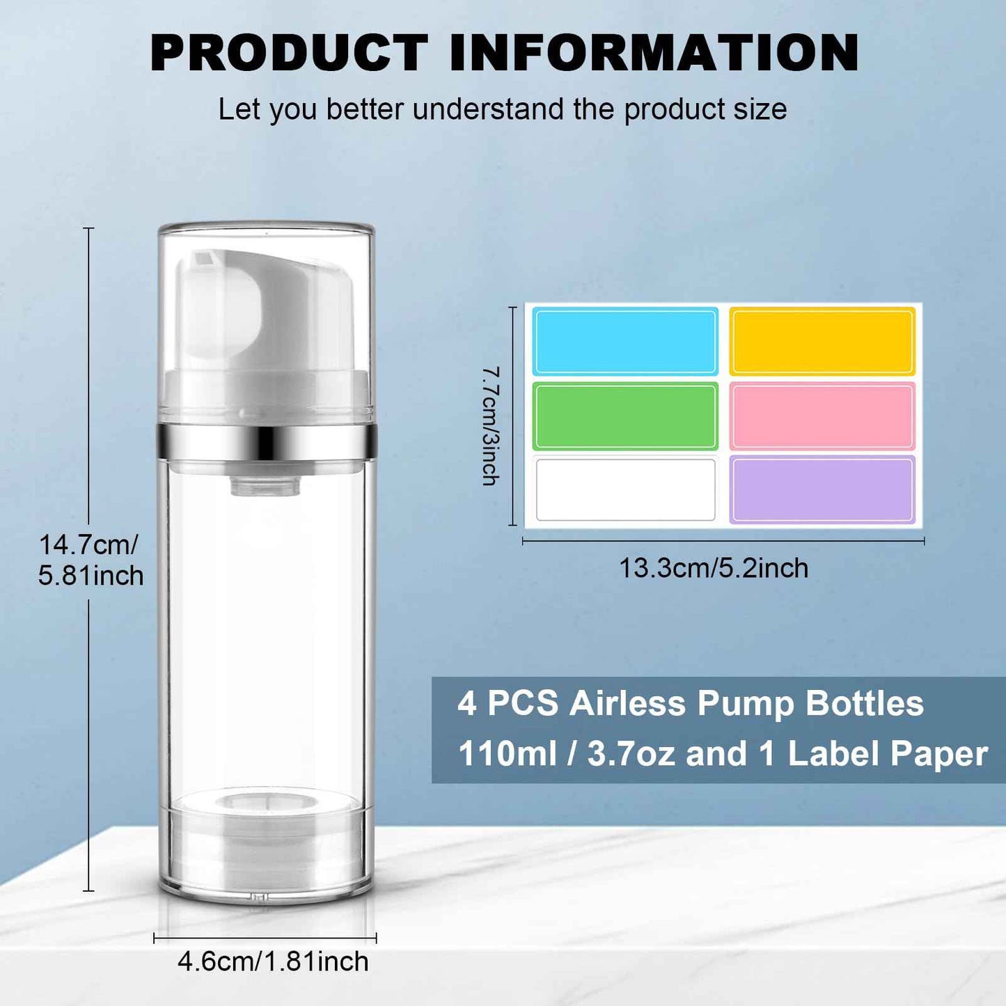 Cosywell Airless Pump Jars 3.7oz/110ml 4 Pack Pump Bottle Dispenser Empty Moisturizer airless Pump Bottles Cosmetic Pump Container Travel Pump Bottles for Toiletries Shampoo Lotion and Cream Clear