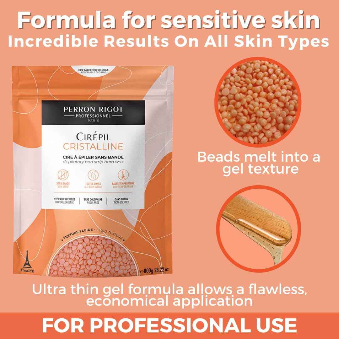 Cirepil - Cristalline - 800g / 28.22 oz Wax Beads Bag - Micro-Crystalline Formula for Sensitive Skin - Rosin-free - Unscented & Gel Texture