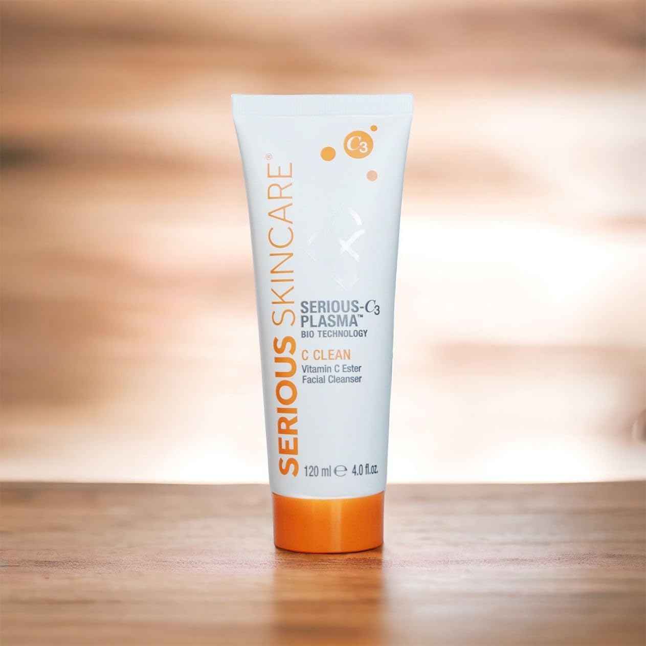 Serious Skincare Hydrating C Clean Facial Cleanser, Gentle Face Wash with Anti-Aging Vitamin C and E, Hydrolyzed Collagen, Botanical Extracts, For Dry and Mature Skin 4 FL Oz