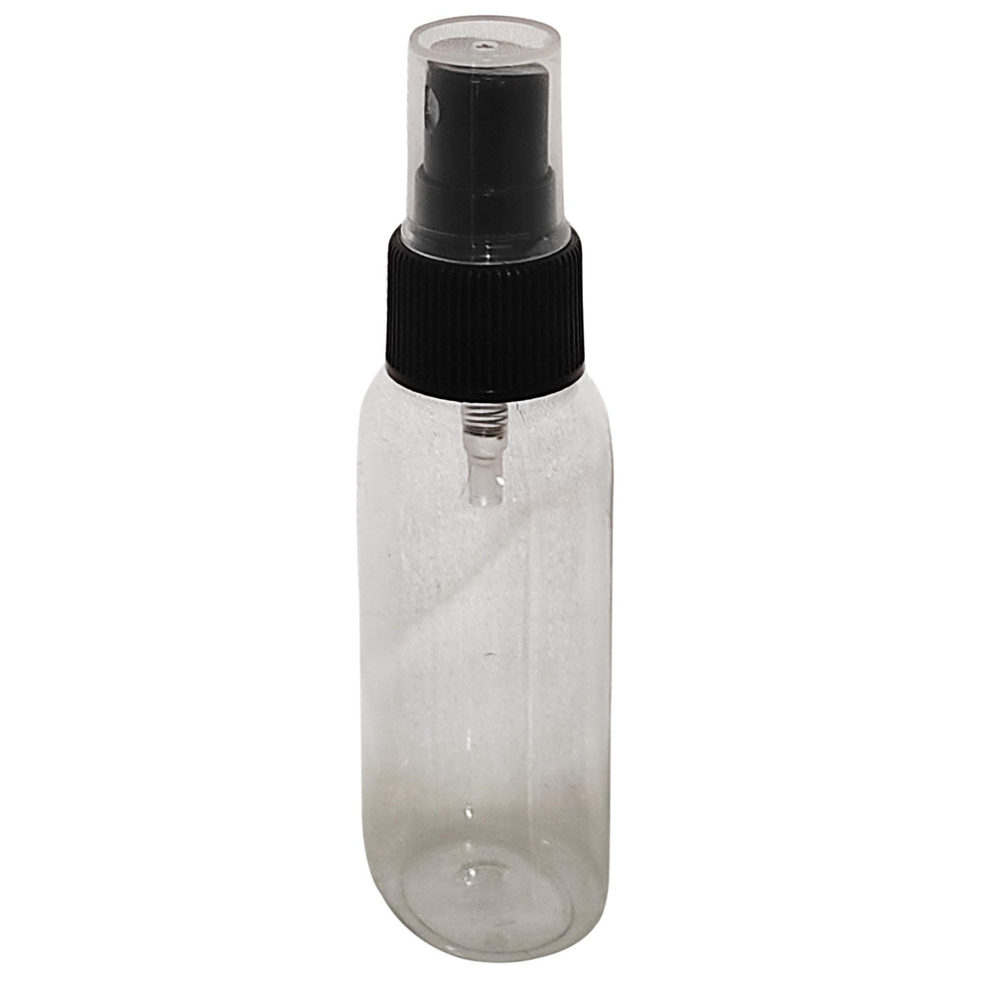wolfmoon botanicals WM (Bulk Pack of 24) 2oz Clear Oval Travel Refillable, Empty PET Plastic Bottles with Black Spray Top - DIY travel, hydration, aromatherapy, arts & crafts, and more