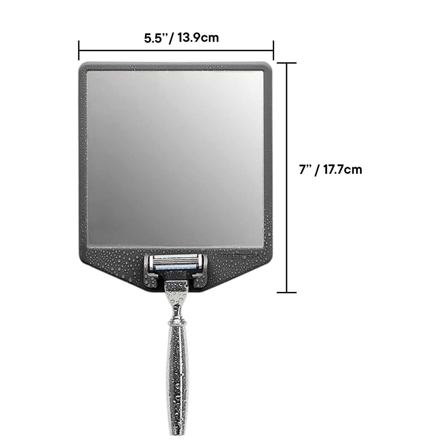 TOOLETRIES The Joseph Shower Mirror for Shaving - Silicone Razor Holder for Shower, Stlyish Bathroom Shower Accessory - Features Silicone-Grip, Removable & Reusable - Charcoal