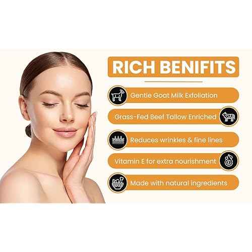 Tallow & Goat Milk Body Lotion for Sensitive Skin, Organic moisturizing Lotion - Soothes Dry skin, Goat Milk face and body Moisturizer - Handmade Tallow for skin cream (12 OZ, Unscented)