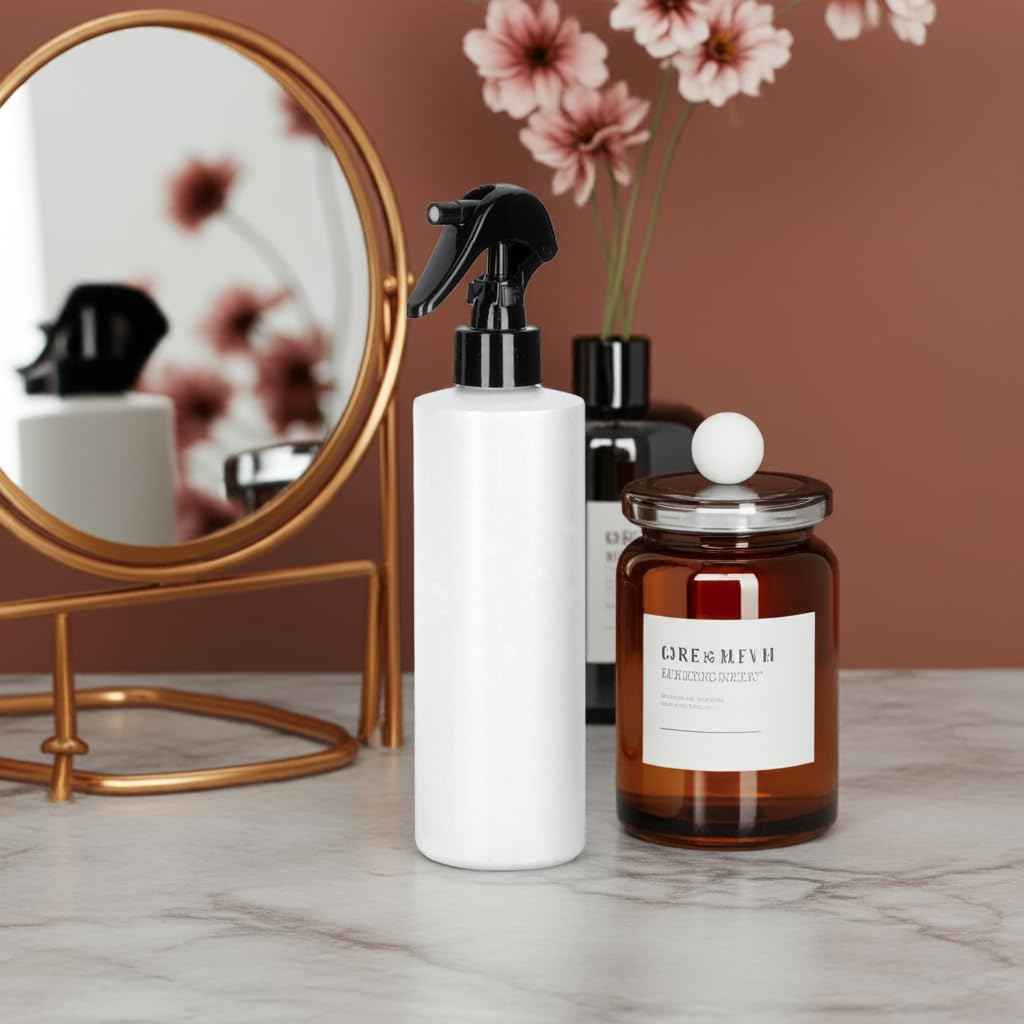 JUVITUS 4 oz / 120 ml White Refillable Plastic Cylinder Squeeze Bottle with Black Trigger Sprayer - 12 PACK