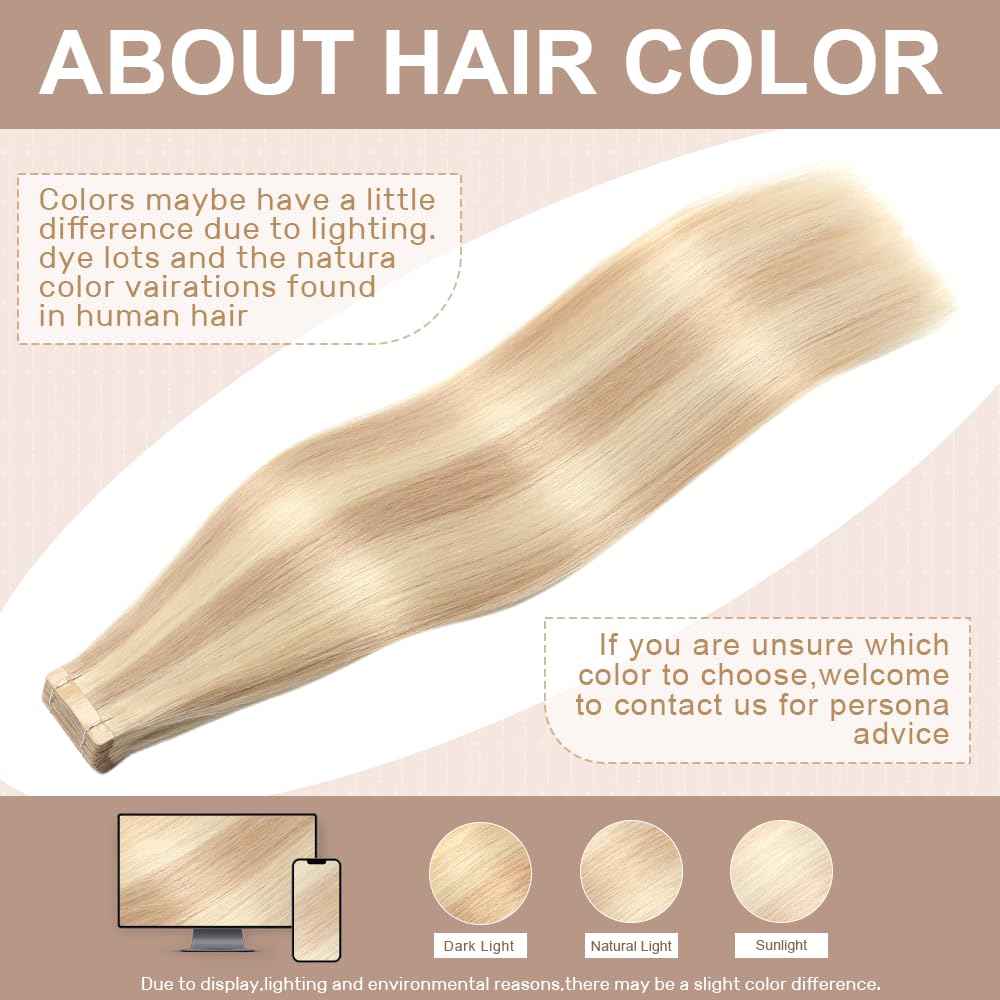 Tape in Hair Extensions Human Hair,14 Inch Human Hair Tape in Extensions 20Pcs Tape Ins Human Hair Extensions for Women Seamless Tape in Hair Extensions Real Human Hair