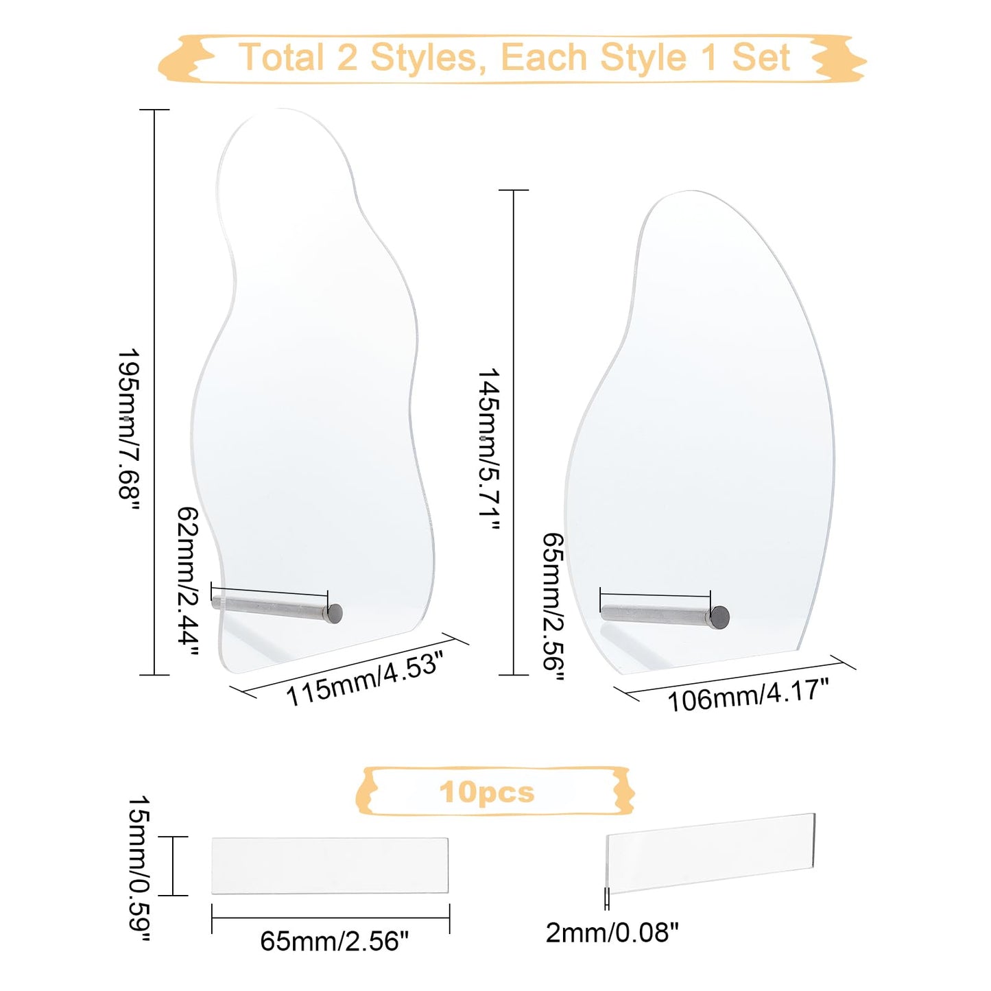 PH PandaHall 2 Sets Nail Art Display Board, 50pcs False Nail Tips Sample Display Acrylic Nail Practice Board Fingernail Display Polish Stands Showing Holder for Nail Art Design Display Manicure Tool