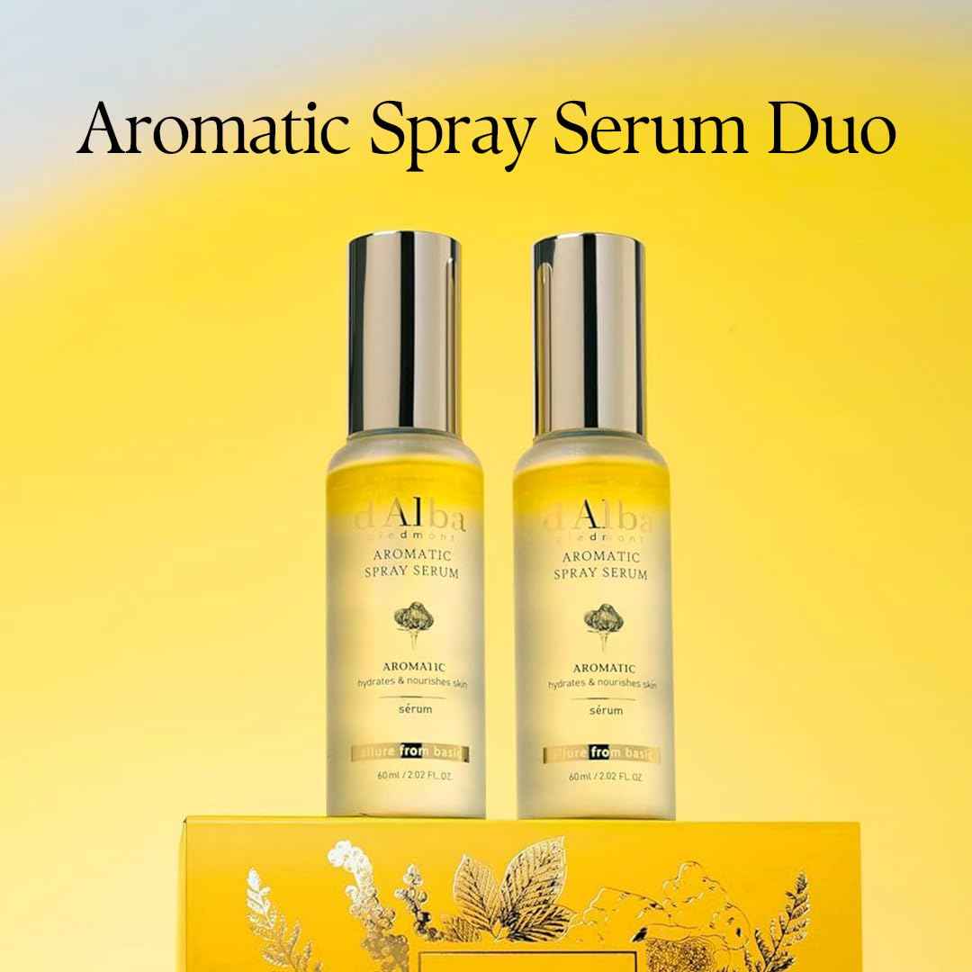 d'alba Piedmont White Truffle Vegan Gift Set, 2 bottles First Aromatic Spray Serum, Deep Hydration & Antioxidant Care, Vegan Facial Mist