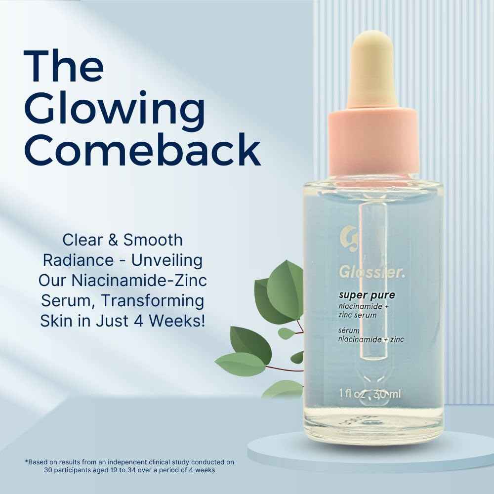 Glossier Super Pure Clarifying Face Serum with Niacinamide + Zinc 1 Fl oz / 30 mL