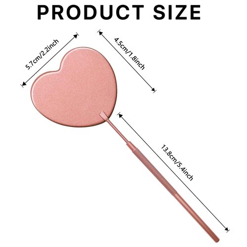 Miuffue 2.2inch Lovely Lash Mirror, Heart Shaped Detachable Stainless Steel Eyelash Mirror for Eyelash Extensions, Lash Supplies and Tool for Techs, Pink