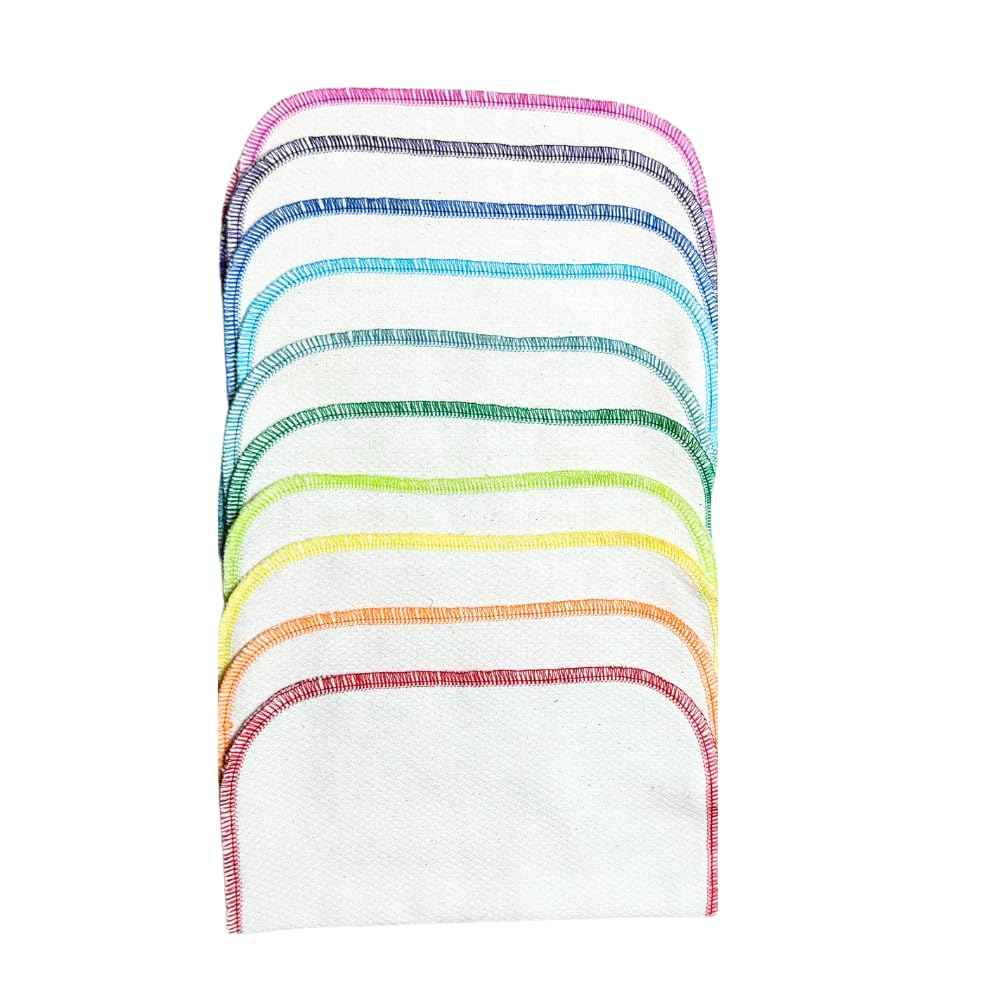 Gina's Soft Cloth Shop 1 Ply Organic Birdseye Washable Baby Wipes 8x8 Inches Set of 20 Rainbow Assortment- Proudly Made in the USA!