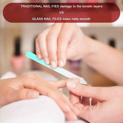 BOHUIZ 24Pcs Glass Nail File with Case, Double Sided Finger Nail Files Crystal Professional Fingernail Files Set Manicure Women Care for Natural, Pedicure, Artificial, Fake Nails