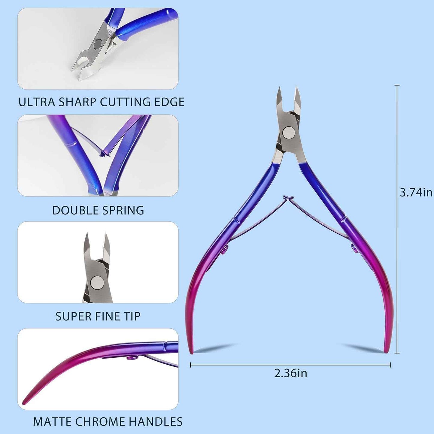 Criyar Cuticle Nippers Kit: Precision Nano-Coated Stainless Steel Cuticle Trimmer Remover for Fingernails and Toenails, Cutter for Manicure Pedicure, Nail Clippers Tools for Women (Blue-Color 1PC)