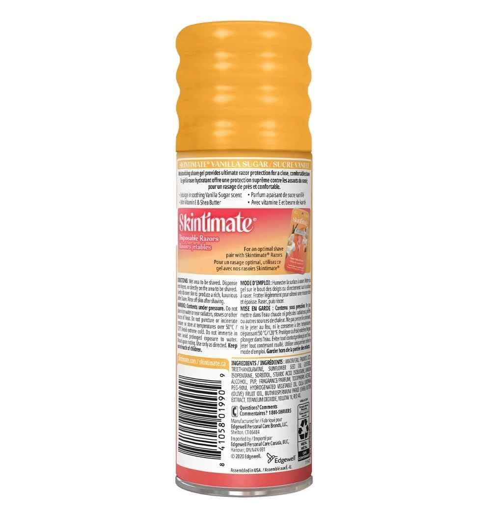 Skintimate Vanilla Sugar Shave Gel for Women | Skintimate Shaving Cream for Women, Womens Shaving Cream, Shave Cream, Shaving Foam, Womens Shave Gel with Vitamin E & Shea Butter, 7oz - Pack of 6