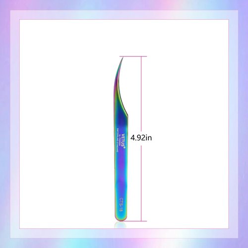 EMEDA Eyelash Tweezers - Dolphin Lash Extension Tweezers With Fiber Tip - Stainless Steel for Lash Artists and Beginners