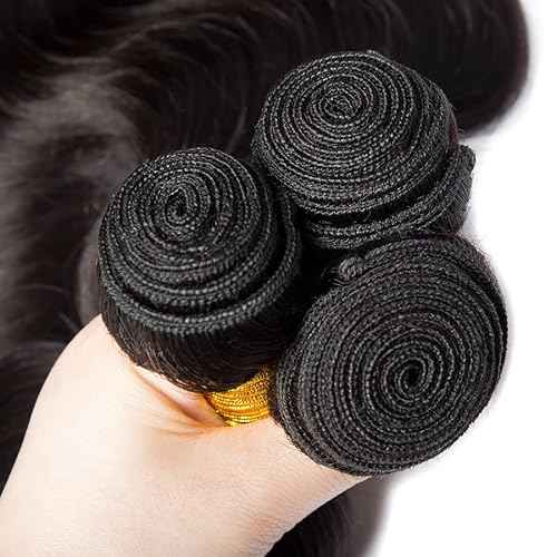 22 24 26 Inch Human Hair Bundles Color #1b Human Hair Brazilian Body Wave Bundles Unprocessed Virgin Hair Soft And Healthy