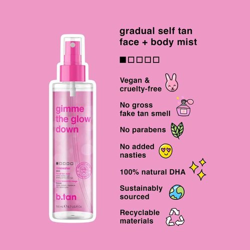 b.tan Clear Self Tan Gel & Face Mist Kit | Glow Your Own Way + Mist Bundle - Transfer-Resistant Self Tanning Gel with Gradual Tan Face Mist