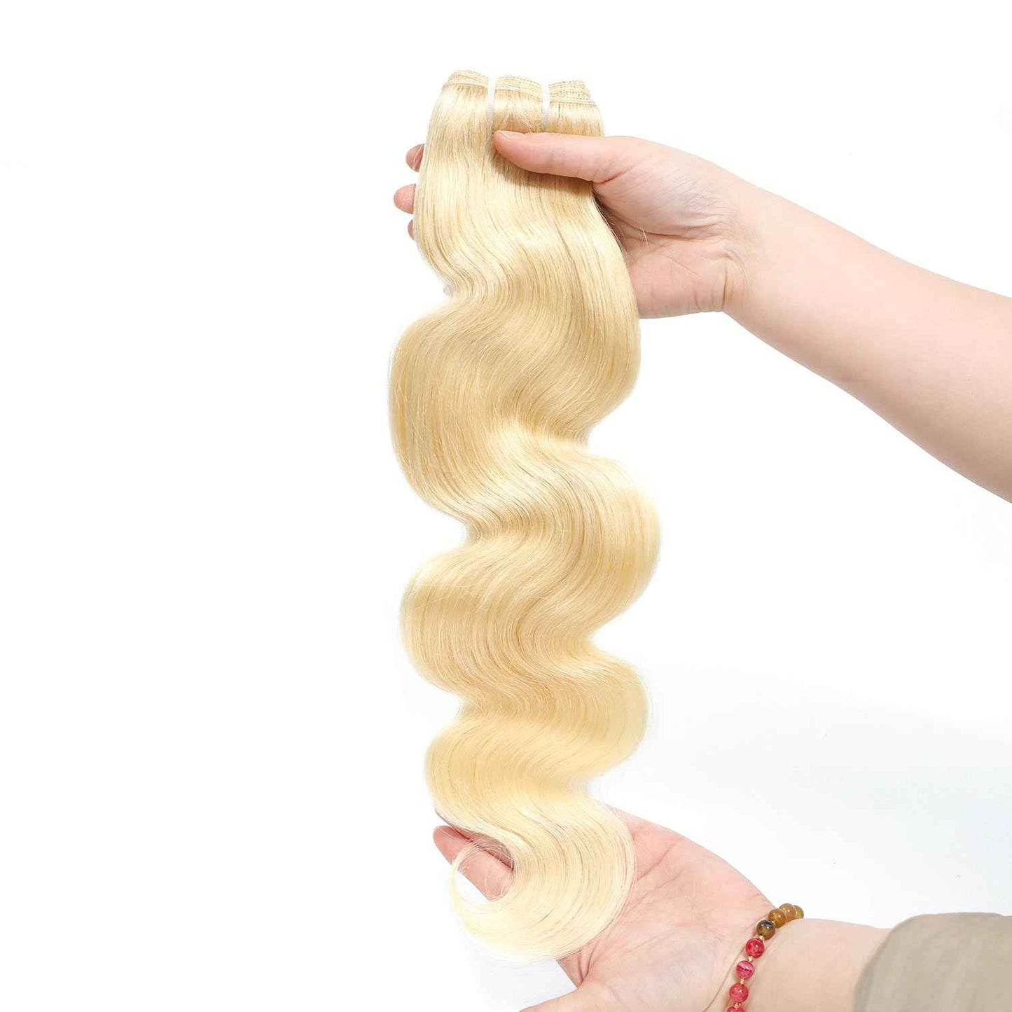 613 Bundles Blonde Human Hair Single Bundle 14 inch 1 Bundle Body Wave 100% Unprocessed 12A Brazilian Virgin 613 Human Hair Bundles 100g One Bundle Tangle-free Wavy Weave