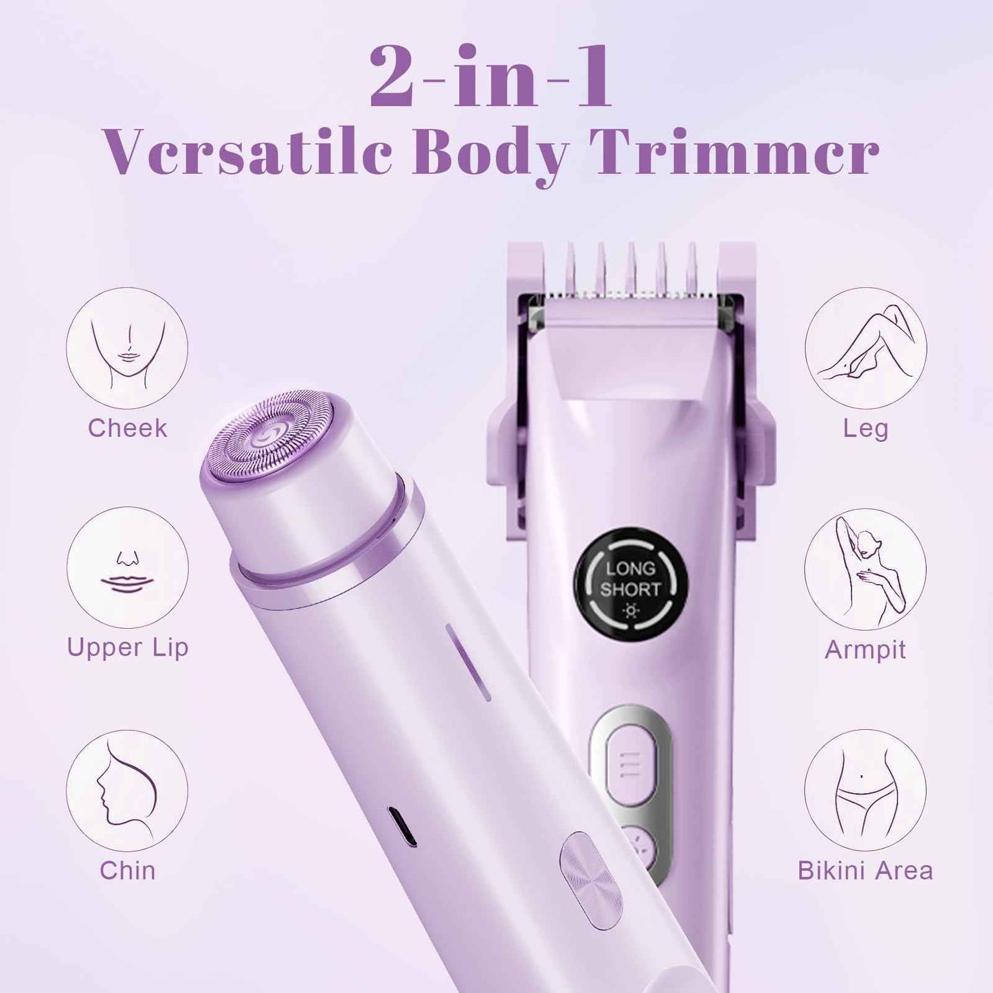 4-in-1 Waterproof Electric Bikini Trimmer & Body Hair Trimmer& Electric Razors for Shaving Woman- Rechargeable Shaver - IP7-compact for Travel