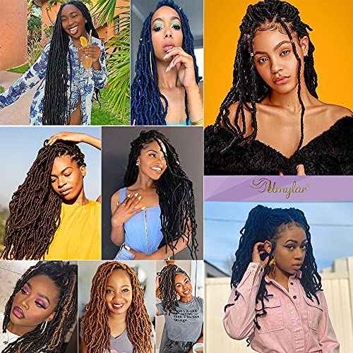 Umylar Faux Locs Crochet Hair 18 Inch Soft Locs Crochet Hair 7 Packs Extensible Pre Looped Faux Locs Crochet Hair For Black Women Synthetic Hair Extension(18 Inch, 1B#)