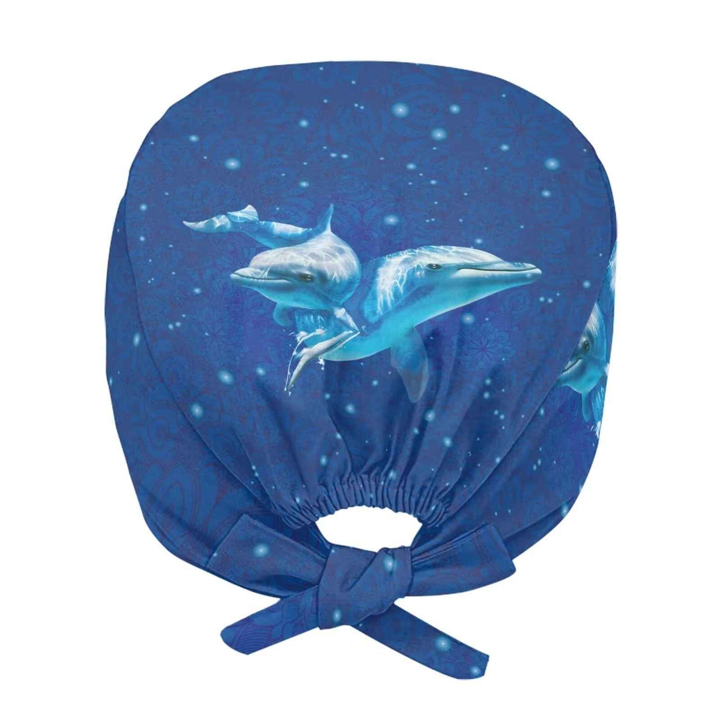 Biyejit Starry Dolphins Working Cap Scrub Cap with Sweatband, Adjustable Scrub Caps for Women Men, One Size