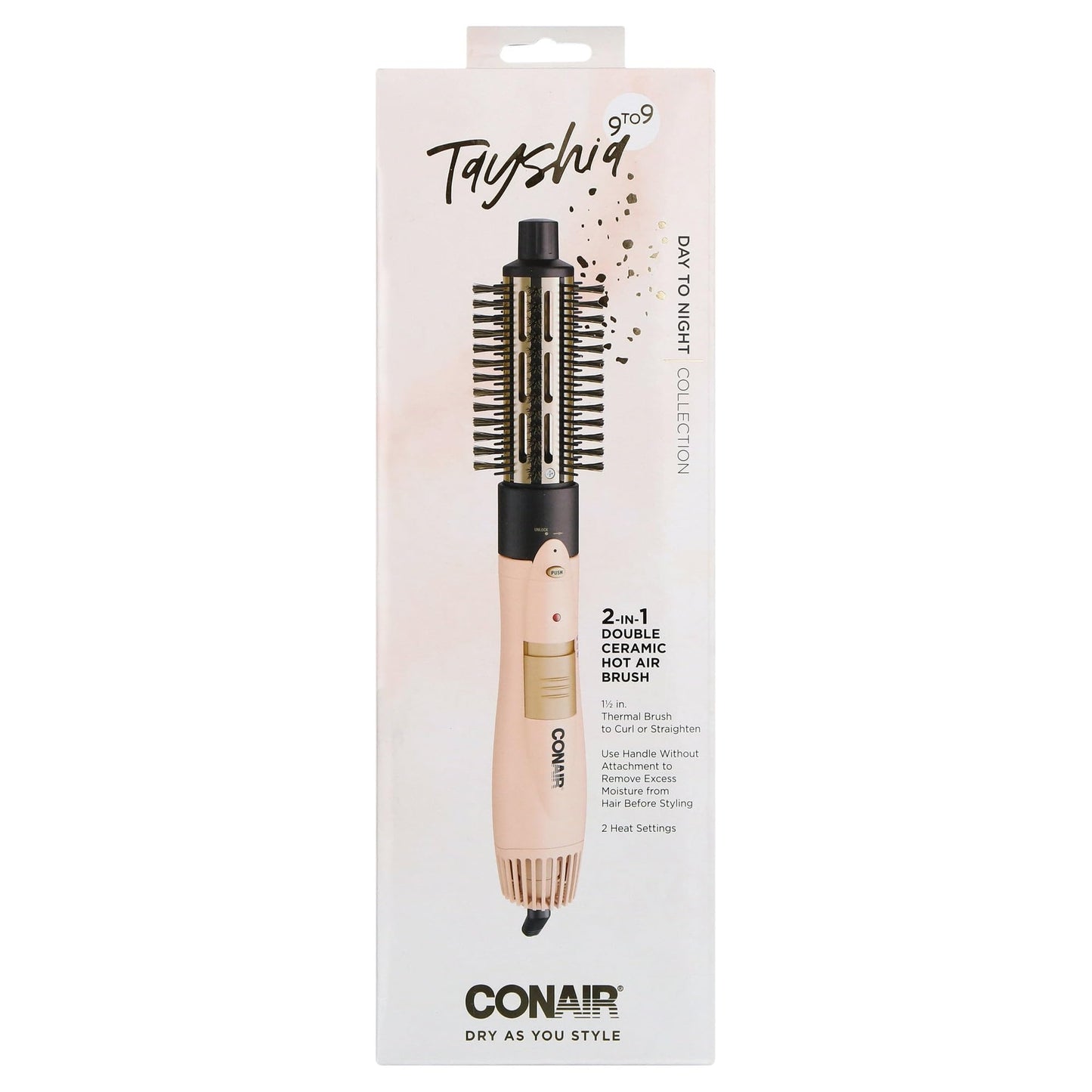 Tayshia by Conair 2-in-1 Double Ceramic Lightweight Hot Air Brush BC171TR