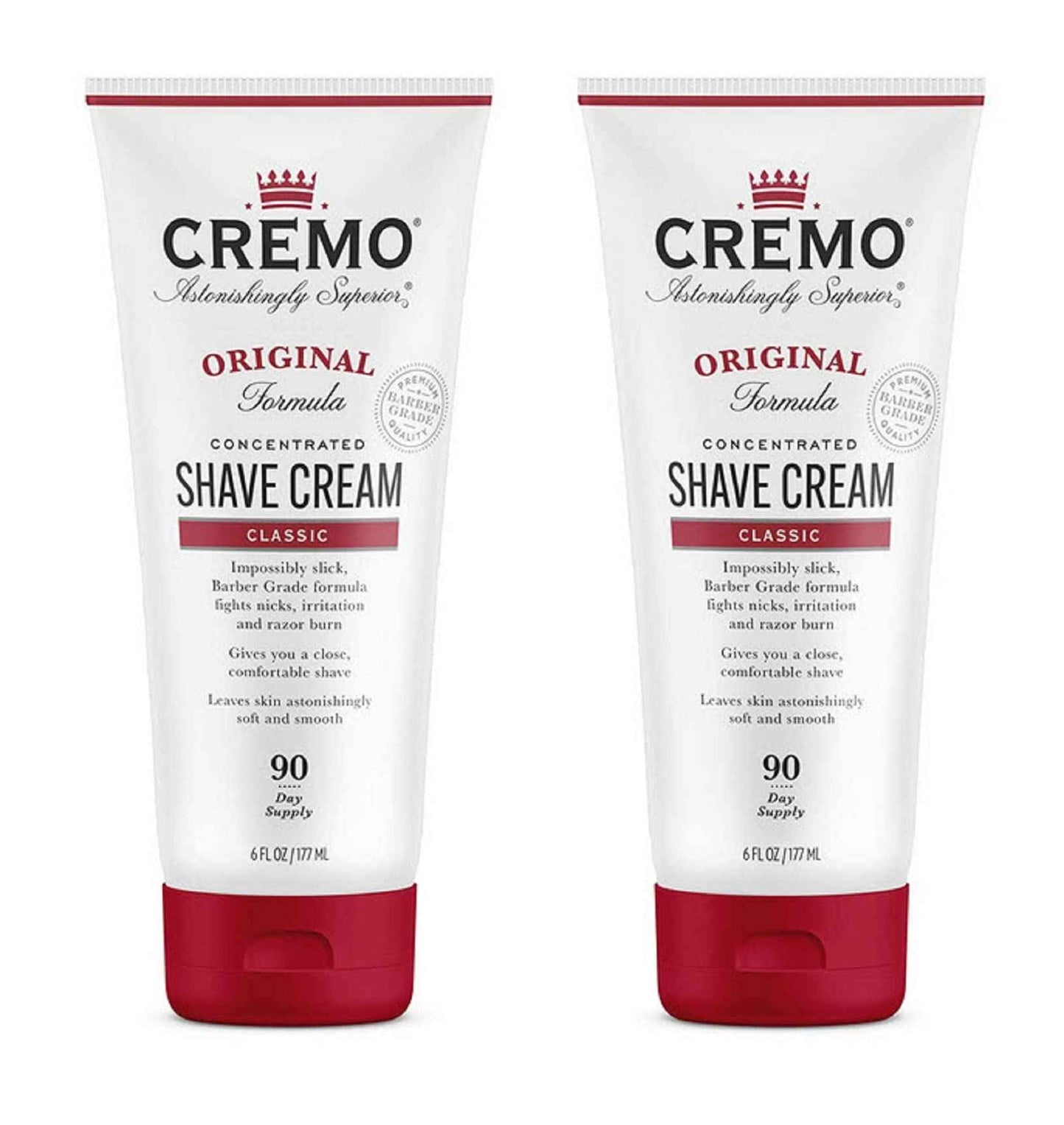 Cremo Barber Grade Original Shave Cream Bundle with Astonishingly Superior Ultra-Slick Formula, 6 Fl Oz (2 Pack)