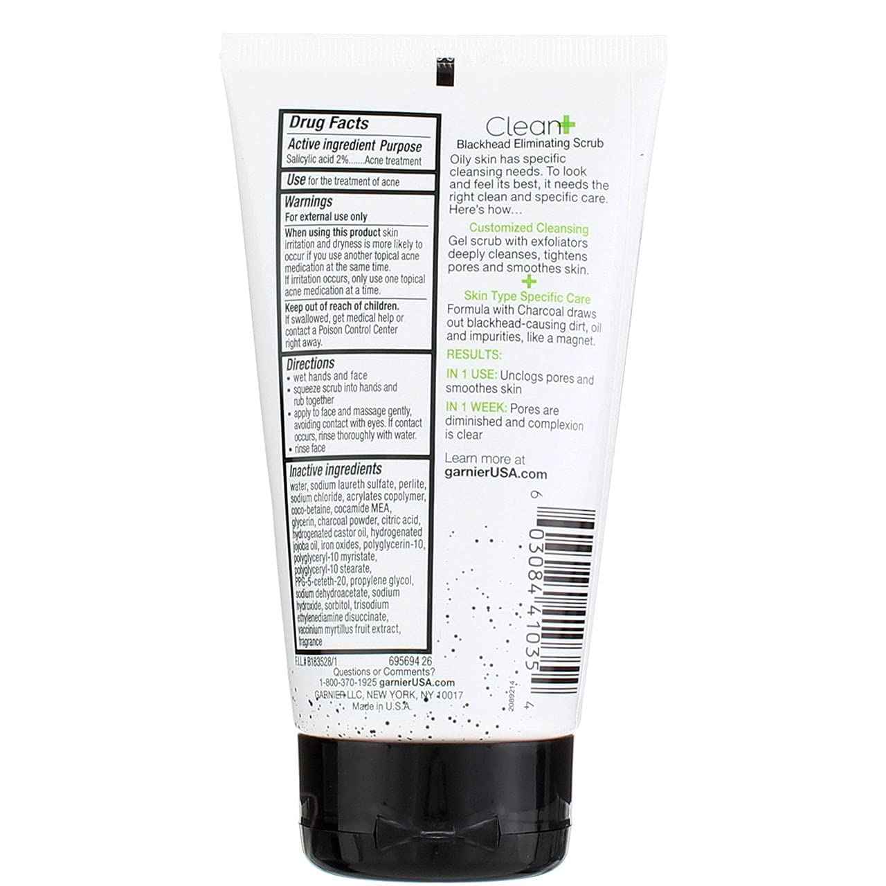 Garnier Clean Scrub Blackhead Eliminating 5 Ounce (145ml) (3 Pack)