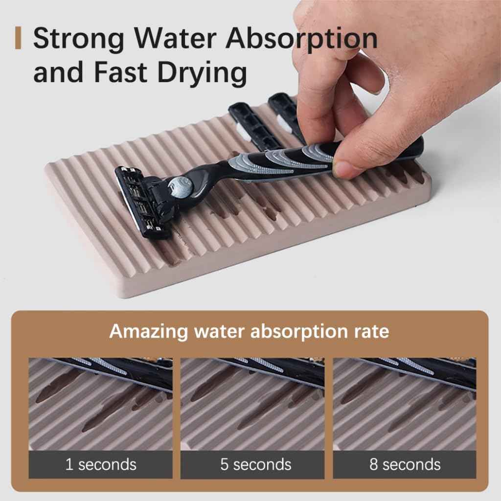 NICITY Diatomite Razor Holder for Shower,Water Absorption Fast Drying Natural Diatomite Tray for Razor Soap Shaving Cream Foam Bottle Face Wash (Light grey)