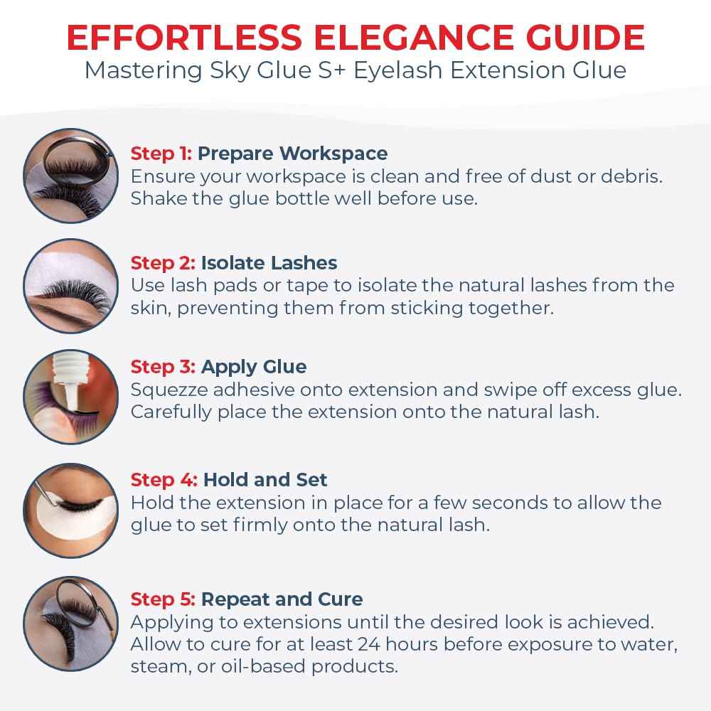 Sky Glue S+ Eyelash Extension Glue - Extra Strong Lash Extensions Adhesive Bond with 6-7 Weeks Retention and 1-2 Sec Dry Time, Long Lasting Semi Permanent Black Glue - 5 ml