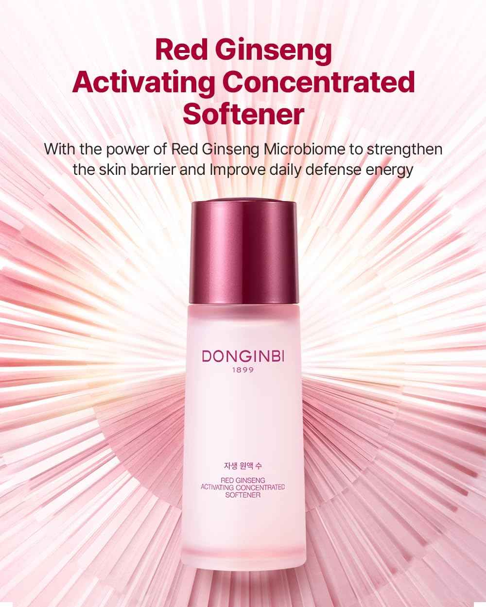 Donginbi Red Ginseng Activating Concentrated Softner - Vegan Firming & Skin Barrier Repair Toner for Face, Korean Ginseng Skin Care Gifts for Women, 2.36 floz