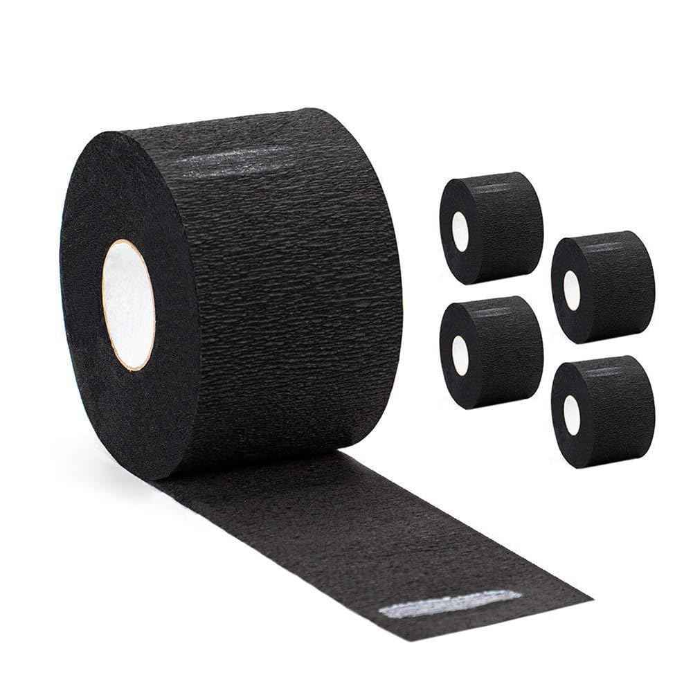 UUYYEO 2 Rolls Black Neck Paper Strips Barber Neck Band Hair Wrap Paper Styling Strips Hair Cutting Supplies for Salon Barber Shop