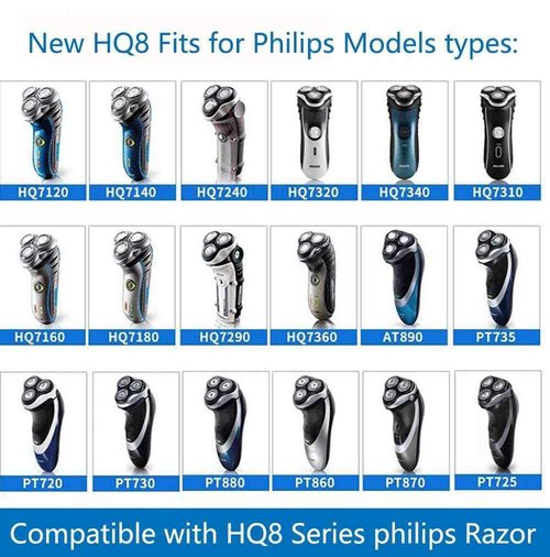 HQ8 Replacement Heads for Philips Norelco Aquatec Electric Shaver Razor Series, AT880, PT730, New Upgrade
