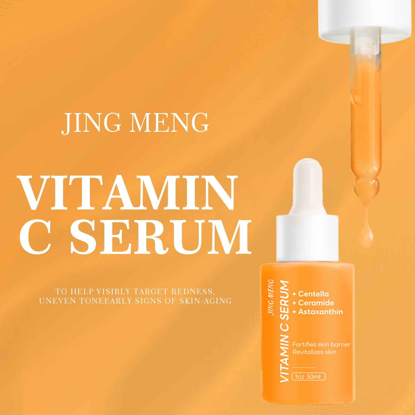 JING MENG Vitamin C Liposomal Face Serum, Dark Spot Corrector, Instantly Calming, Soothing,Radiance Boosting Anti-Aging, Even Skin Tone with Centella Asiatica, Ceramide, Astaxanthin, Hyaluronic Acid