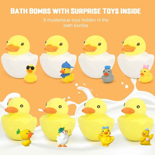 Bath Bombs for Kids with Surprise Inside,8 Pack Kids Bath Bombs Gift Set, Natural and Organic Bubble Bath Fizzy with Bath Toys, Birthday Gifts for Girls Boys