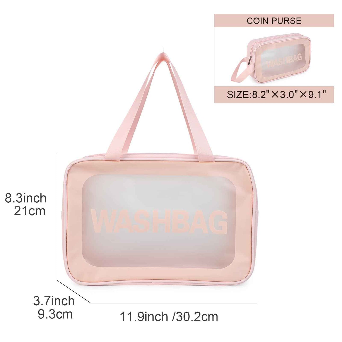 Gladdon Clear Travel Toiletry Bags for Women Clear Purse Bathroom Shower Pouches Makeup Bag Set of 4 Washbags Pink