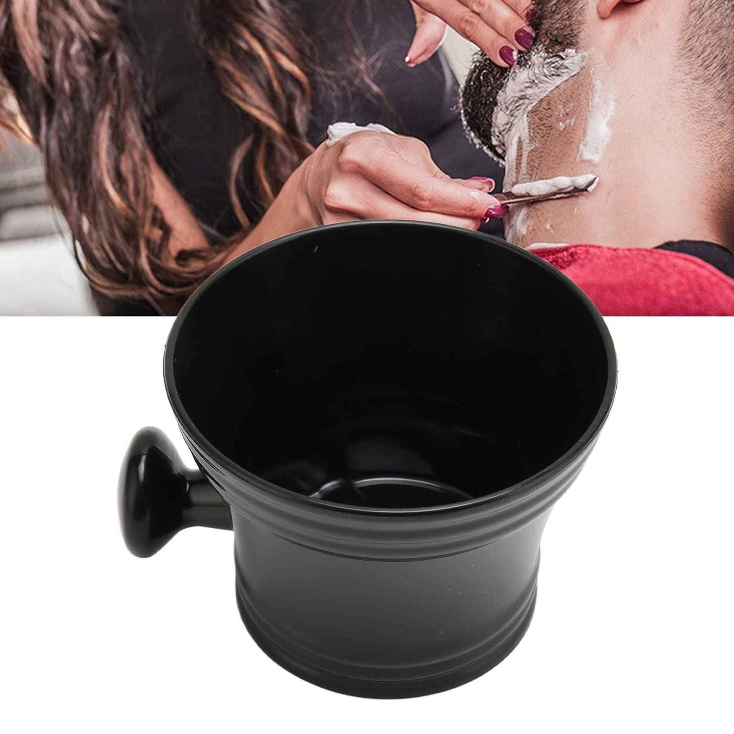 Shaving Soap Bowl Black Plastic Large Capacity Comfortable Grip Plastic Shaving Soap Bowl Foam Shaving Soap Cream Bowl Men Shaving Bowl Shave Mug with Handle for Barber Home Travel