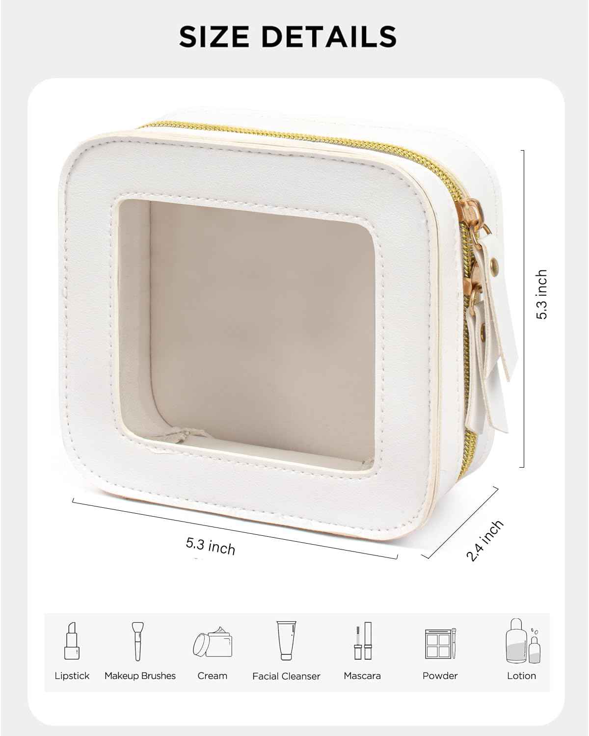 LETGO Mini Makeup Bag,Clear Makeup Bag Cute Travel Makeup Case Pouch Purse Essentials Car Accesories for Women,Travel Essentials Organizers (White, Mini)